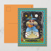 KUNSTMATIGE KUNST IN SPOOKY-BOSSEN, ZWARTE KAT EN  FEESTDAGENKAART (Voorkant / Achterkant)