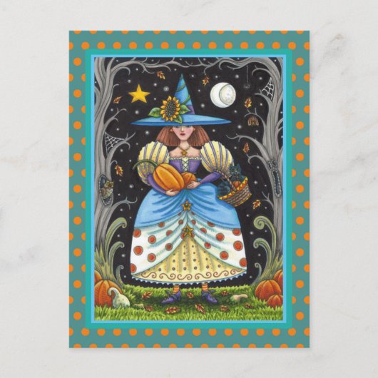 KUNSTMATIGE KUNST IN SPOOKY-BOSSEN, ZWARTE KAT EN  FEESTDAGENKAART (Voorkant)