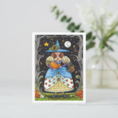 KUNSTMATIGE KUNST IN SPOOKY-BOSSEN, ZWARTE KAT EN FEESTDAGENKAART (Staand voorkant)