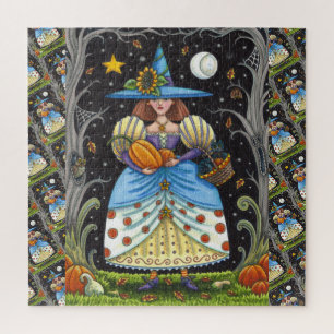 KUNSTMATIGE KUNST IN SPOOKY-BOSSEN, ZWARTE KAT EN LEGPUZZEL