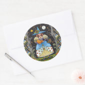 KUNSTMATIGE KUNST IN SPOOKY-BOSSEN, ZWARTE KAT EN  RONDE STICKER (Envelop)