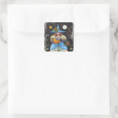 KUNSTMATIGE KUNST IN SPOOKY-BOSSEN, ZWARTE KAT EN  VIERKANTE STICKER (Tas)