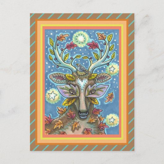 KUNSTMATIGE KUNSTSTROOM IN AUTUMN FOREST, BIRD NES BRIEFKAART (Voorkant)