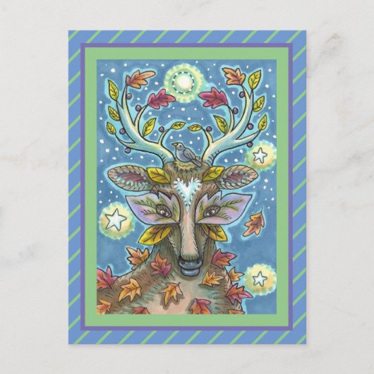 KUNSTMATIGE KUNSTSTROOM IN AUTUMN FOREST, BIRD NES BRIEFKAART (Voorkant)