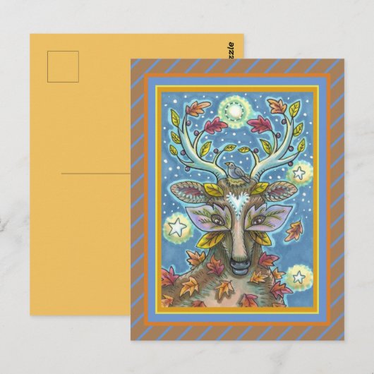 KUNSTMATIGE KUNSTSTROOM IN AUTUMN FOREST, BIRD NES BRIEFKAART (Voorkant / Achterkant)