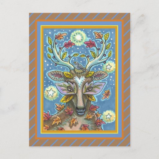 KUNSTMATIGE KUNSTSTROOM IN AUTUMN FOREST, BIRD NES BRIEFKAART (Voorkant)