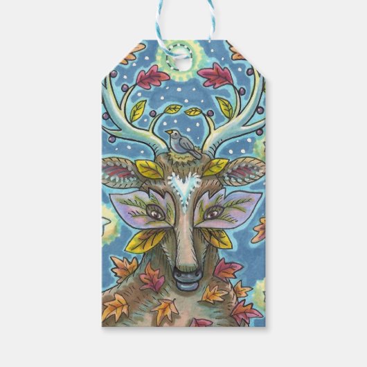 KUNSTMATIGE KUNSTSTROOM IN AUTUMN FOREST, BIRD NES CADEAULABEL (Voorkant)