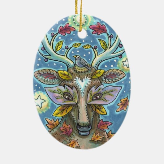 KUNSTMATIGE KUNSTSTROOM IN AUTUMN FOREST, BIRD NES KERAMISCH ORNAMENT (Achterkant)