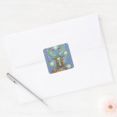 KUNSTMATIGE KUNSTSTROOM IN AUTUMN FOREST, BIRD NES VIERKANTE STICKER (Envelop)