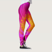 Kunstmatige magenta roze rooster bloemenkunst leggings (Rechts)