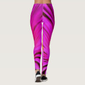 Kunstmatige magenta roze rooster bloemenkunst leggings (Achterkant)