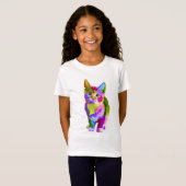 Kunstmatige meerkleurige kat/Kitten Girl's T-shirt (Voorkant volledig)