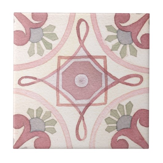 Kunstmatige, met de hand geschilderde florale Wate Tegeltje (Voorkant)