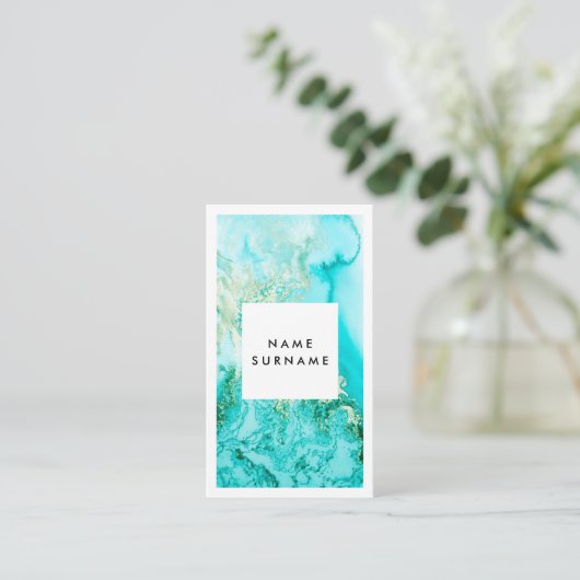 Kunstmatige Mint Gold Waterverf Verticaal Visiteka Visitekaartje (Staand voorkant)