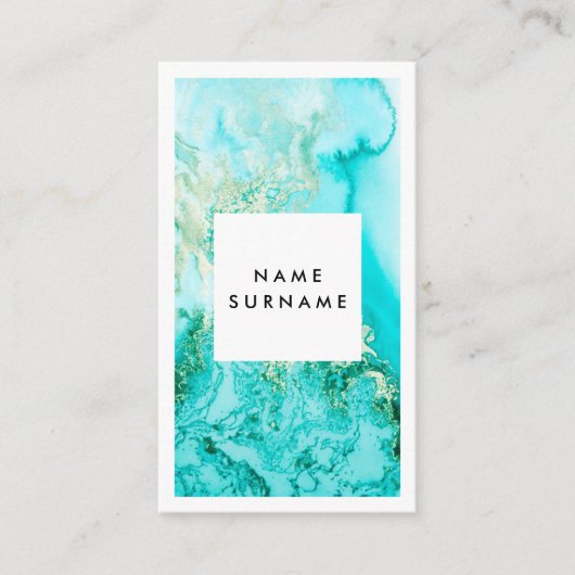 Kunstmatige Mint Gold Waterverf Verticaal Visiteka Visitekaartje (Voorkant)