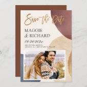 Kunstmatige, moderne Abstracte vorm goudpenseel Save The Date (Voorkant / Achterkant)