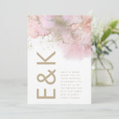 Kunstmatige moderne Folie Waterverf Monogram bruil Kaart (Staand voorkant)