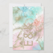 Kunstmatige moderne Folie Waterverf Monogram bruil Kaart (Achterkant)