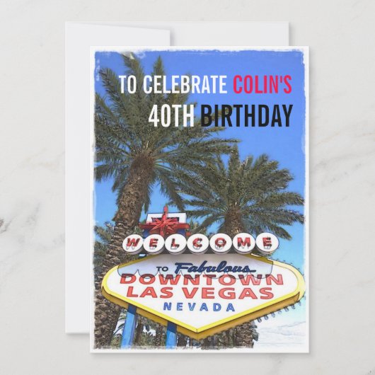 Kunstmatige moderne Las Vegas Modern Birthday Part Kaart (Voorkant)