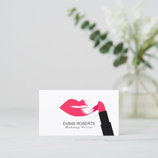 Kunstmatige, moderne Rode Lips en lipstick Visitekaartje (Staand voorkant)