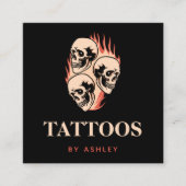 Kunstmatige, moderne tattoo-brandende schedels Got Vierkante Visitekaartje (Voorkant)