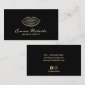 Kunstmatige, moderne zwarte en gouden lips visitekaartje (Voorkant / Achterkant)