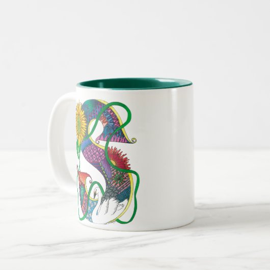 Kunstmatige monogrammen koffie-mok tweekleurige koffiemok (Voorkant links)