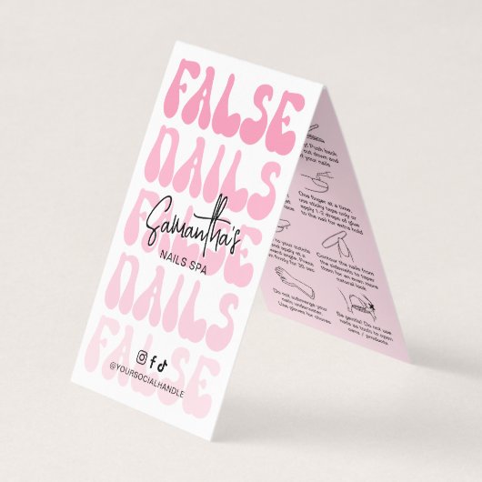 Kunstmatige nep nagels verzorging instructies retr visitekaartje (Voorkant)