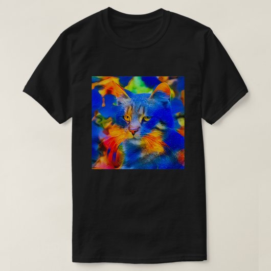 Kunstmatige neurale bloem wilde kat t-shirt (Design voorkant)