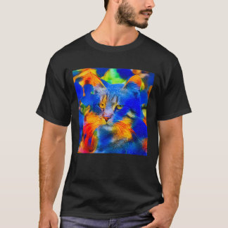 Kunstmatige neurale bloem wilde kat t-shirt