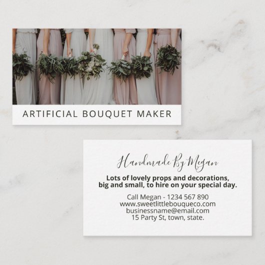 Kunstmatige of zijderige bloemkool visitekaartje (Voorkant / Achterkant)