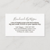 Kunstmatige of zijderupsentjes visitekaartje (Achterkant)