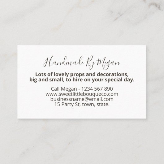 Kunstmatige of zijderupsentjes visitekaartje (Achterkant)