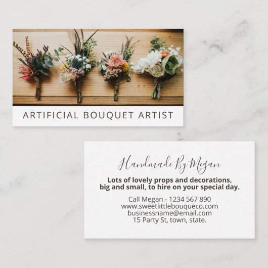 Kunstmatige of zijderupsentjes visitekaartje (Voorkant / Achterkant)