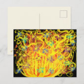 Kunstmatige Oranje gele goudflames blauw zwart Briefkaart (Voorkant / Achterkant)