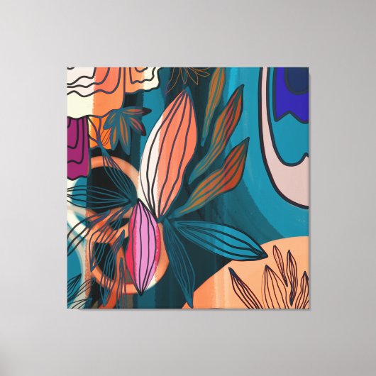 Kunstmatige Oranje roze marinewieg met botanische Canvas Afdruk (Voorkant)