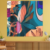 Kunstmatige Oranje roze marinewieg met botanische Canvas Afdruk (Insitu (Woonkamer))