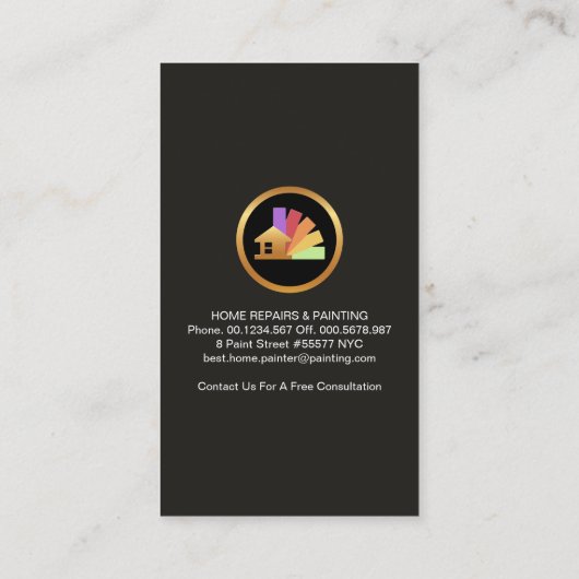 Kunstmatige penseelverf Home Visitekaartje (Achterkant)