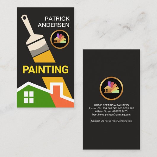 Kunstmatige penseelverf Home Visitekaartje (Voorkant / Achterkant)