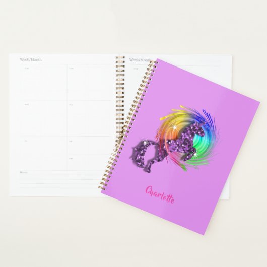 Kunstmatige regenboog Unicorn gepersonaliseerd Planner (Display)