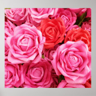 Kunstmatige rode roos achtergrond close-up poster
