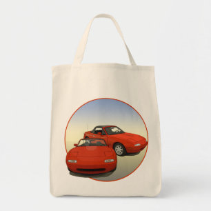Kunstmatige roodsportauto tote bag