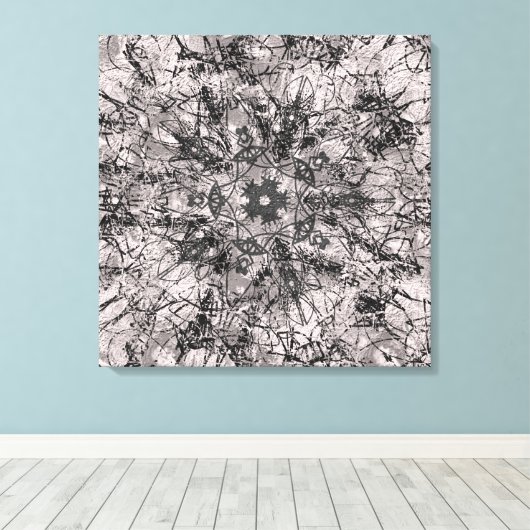 Kunstmatige Roos Gold Line Art Mandala Tekening Canvas Afdruk (Insitu (Houten vloer))