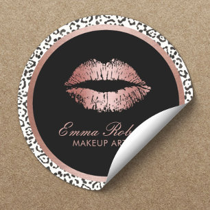 Kunstmatige Roos Gold Lips Moderne laptop afdrukke Ronde Sticker