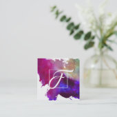 Kunstmatige roze Abstracte Waterverf Vierkante Visitekaartje (Staand voorkant)