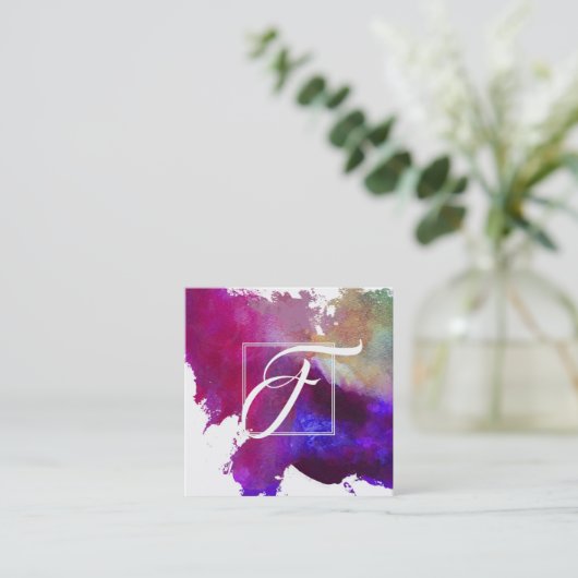 Kunstmatige roze Abstracte Waterverf Vierkante Visitekaartje (Staand voorkant)