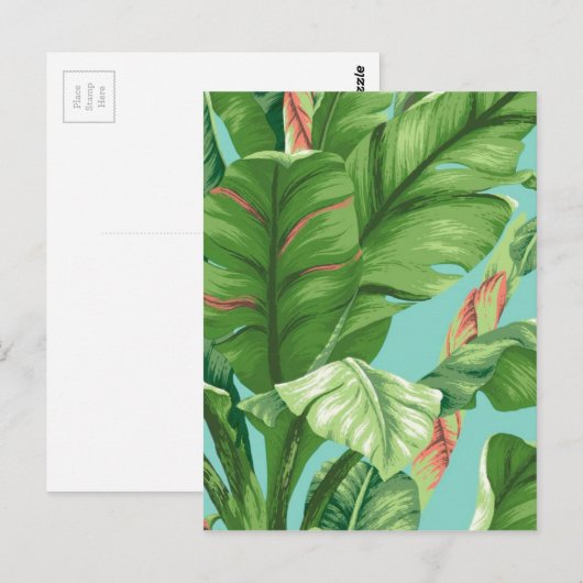 Kunstmatige schilderij van bananenbladeren en -wat briefkaart (Voorkant / Achterkant)