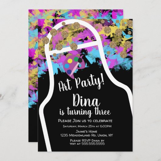 Kunstmatige schilderkunst Schort geboortedag Kaart (Voorkant / Achterkant)