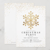 Kunstmatige sneeuwvlokken voor gouden kerstfeest kaart (Voorkant / Achterkant)