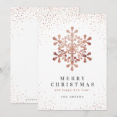 Kunstmatige sneeuwvlokken voor roos met kerstkaart kaart (Voorkant / Achterkant)